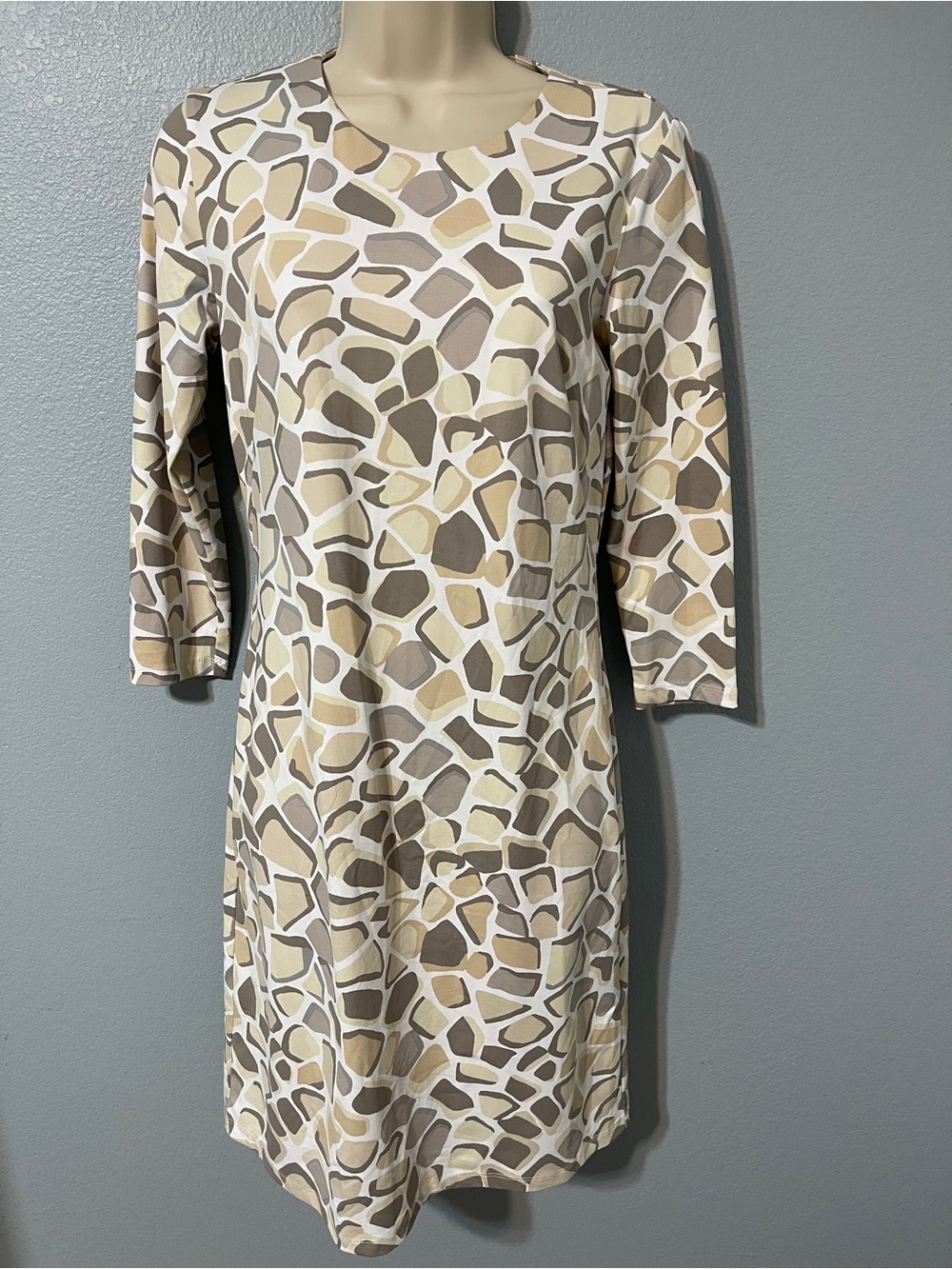 J McLaughlin Sophia Shift Dress Catalina Cloth Cobblestone Quiet Luxury XS
